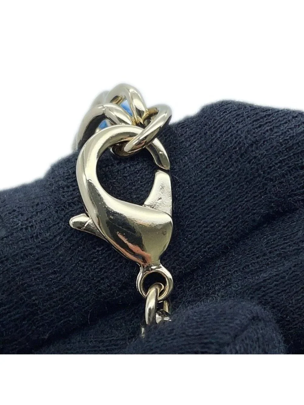 Chanel Necklace CC Logo Charm Denim B 25 P Choker